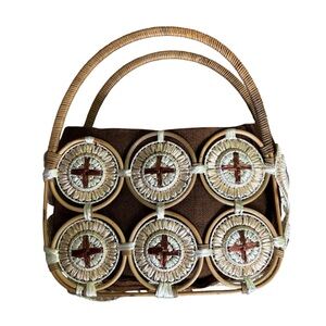 Vintage Rafia Boho Chic Top Handle‎ Bag